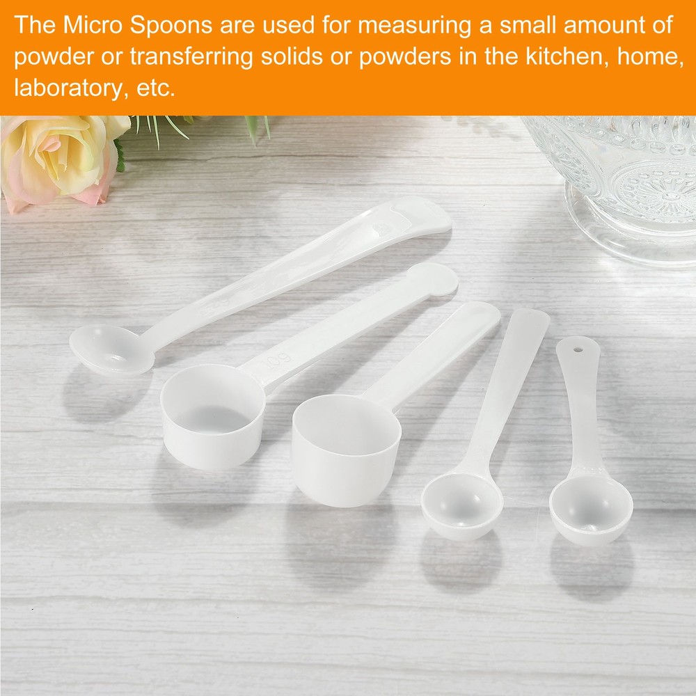 15Pack Micro Spoons 1 Gram Measuring Scoop Plastic Round Bottom Mini Spoon