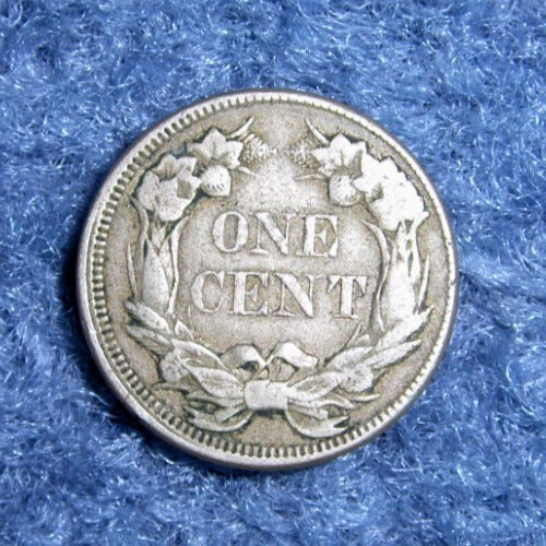 RARE 1857 FLYING EAGLE SMALL CENT COIN-OFF-CENTER REVERSE, NICE!