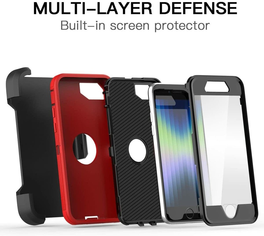 For iPhone 6 7 8 Plus SE 2/3 Shockproof Case Cover Belt Clip + Screen Protector