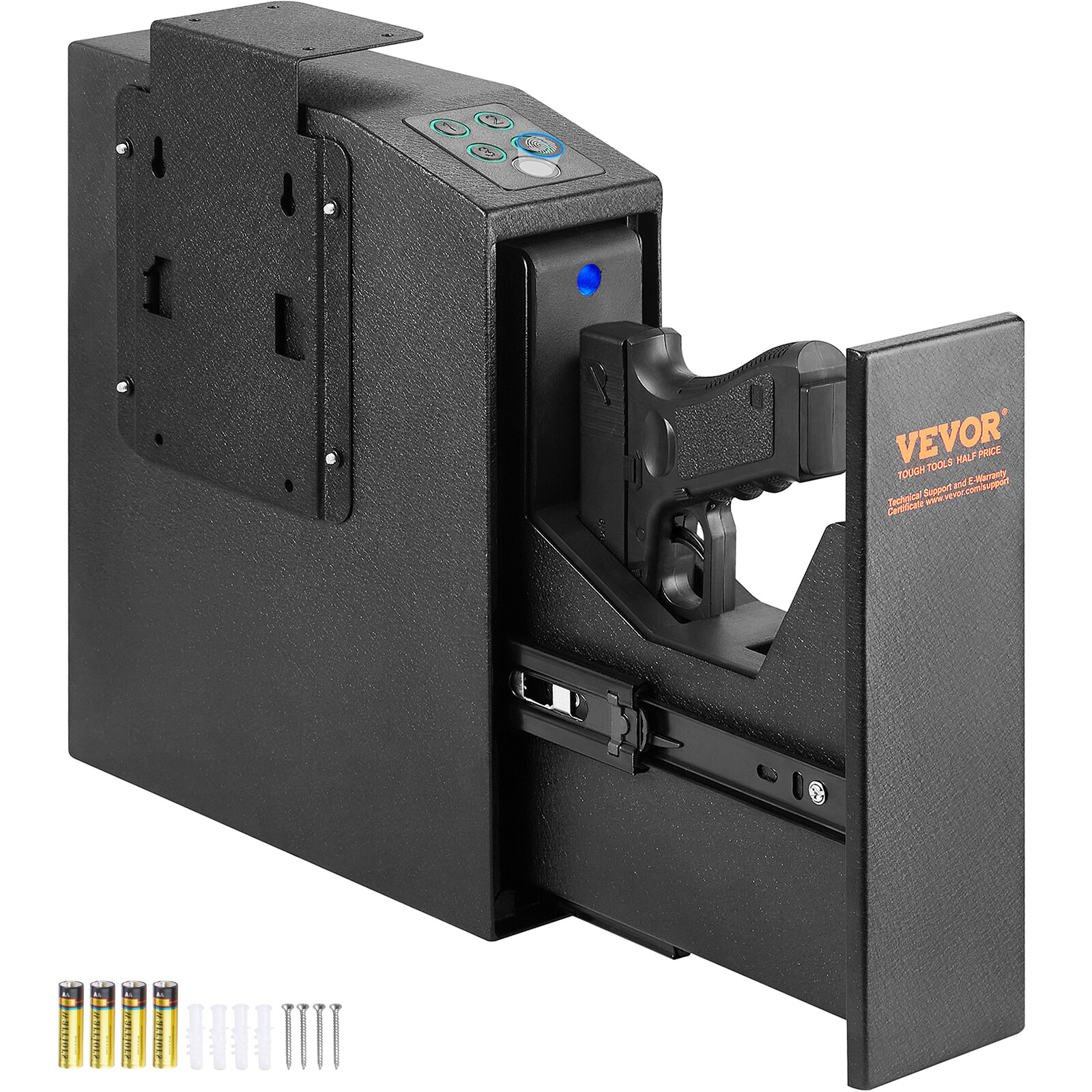 VEVOR Mounted Gun Safe for Pistols Biometric Gun Safe 3 Access Ways 1 Pistol