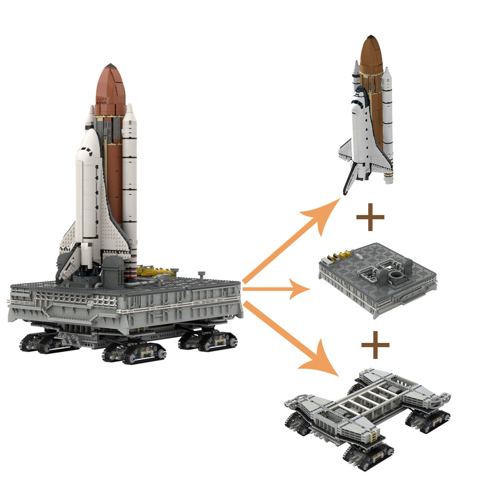Rocket Launch Pad MOC Building Blocks Set, Crawler Transporter Model Bricks Toy