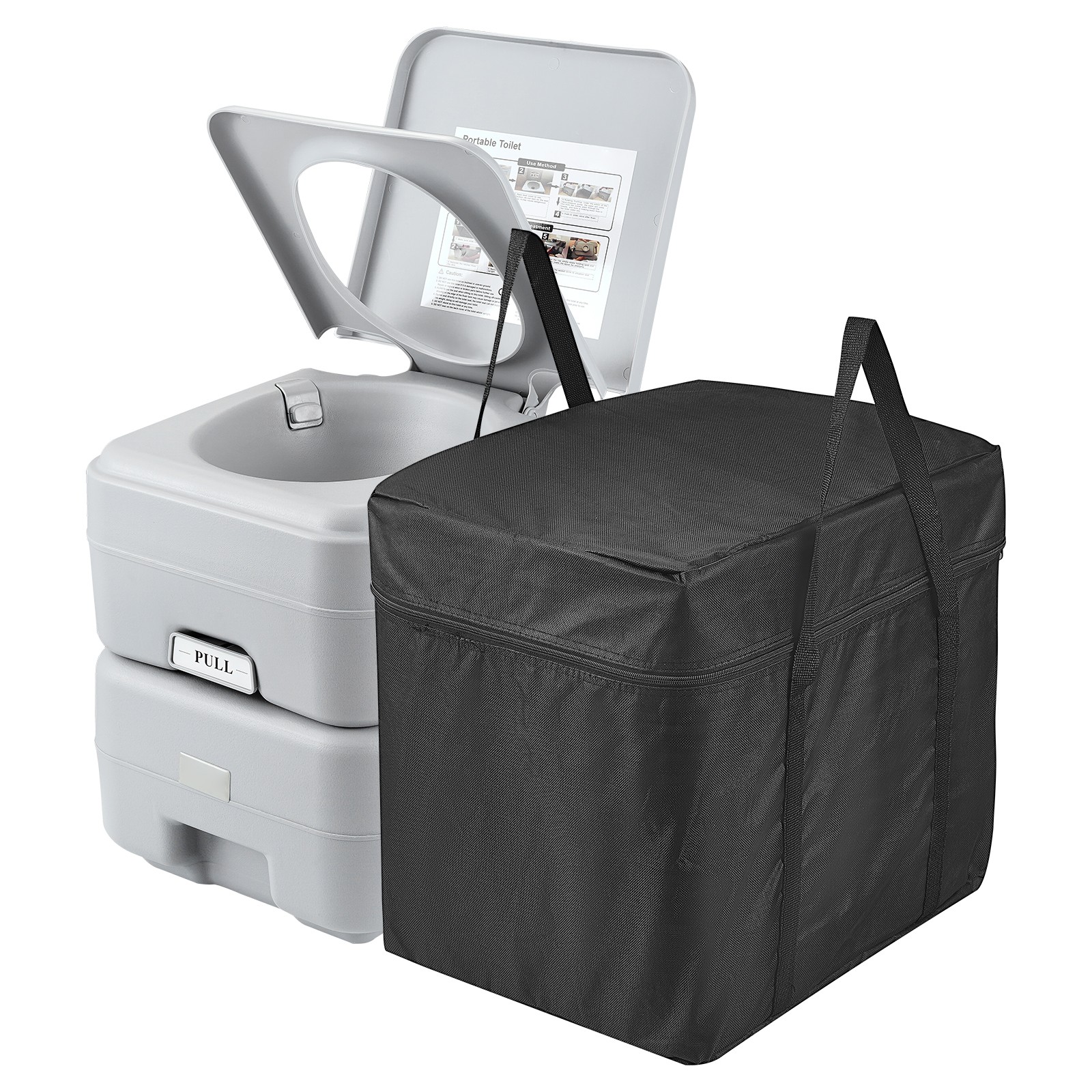 Uimoso Portable Toilet Flush Travel Camping 5.3 Gal Commode Potty with Carry Bag