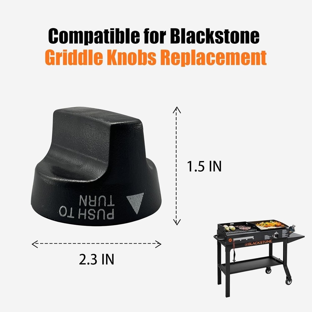 Durable Replacement Burner Knobs for Blackstone 28" & 36" Griddles, Black Finish