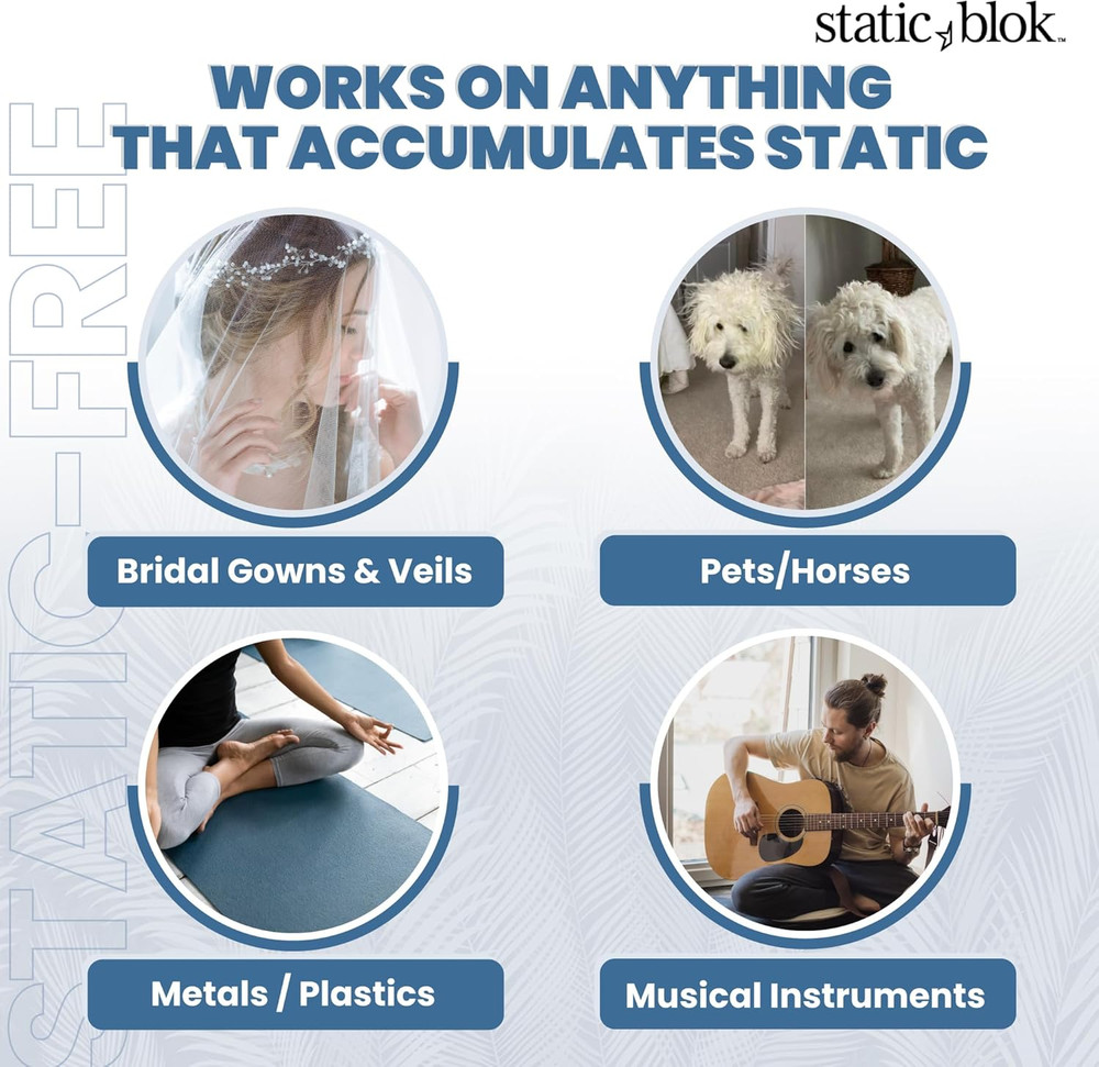 Static Blok Anti-Static Spray for Clothes - Instantly Eliminate Static Cling, Fl