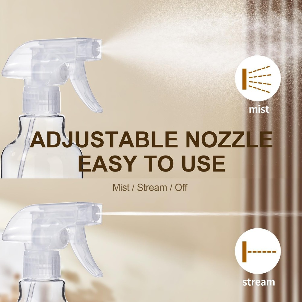 Plastic Spray Bottles 2-Pack 16.9 Oz Mist & Stream Heavy Duty Spraying Empty