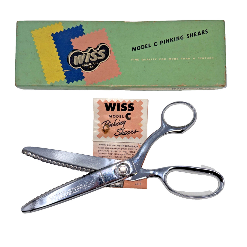 Vintage 9" Wiss Model CC9 Pinking Shears (Scissors) w/Box & Instructions