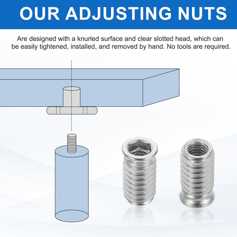 6Pcs Threaded Inserts Nuts, M8x25mm Hex Socket Drive Nut Inserts for Wood