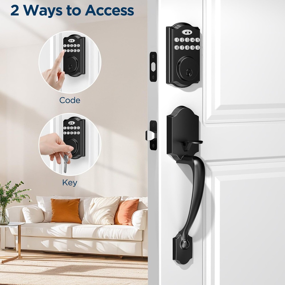 Keyless Entry Door Lock Deadbolt with Handle Set, Smart Locks for Front Door,...