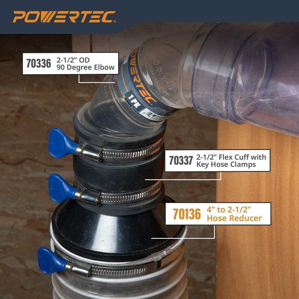 POWERTEC 70136 4" to 2-1/2" Cone Reducer, Reducer