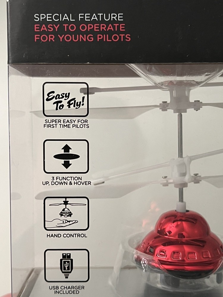 Hovermaxx II Magic Hand Controlled UFO Propel Drone Toy Red - OPEN BOX