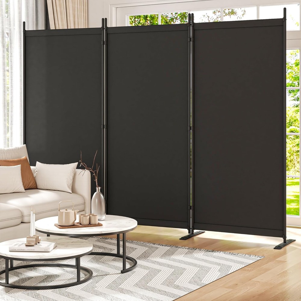 6FT Room Divider 3 Panel Folding Privacy Screen Separating for Home School Black