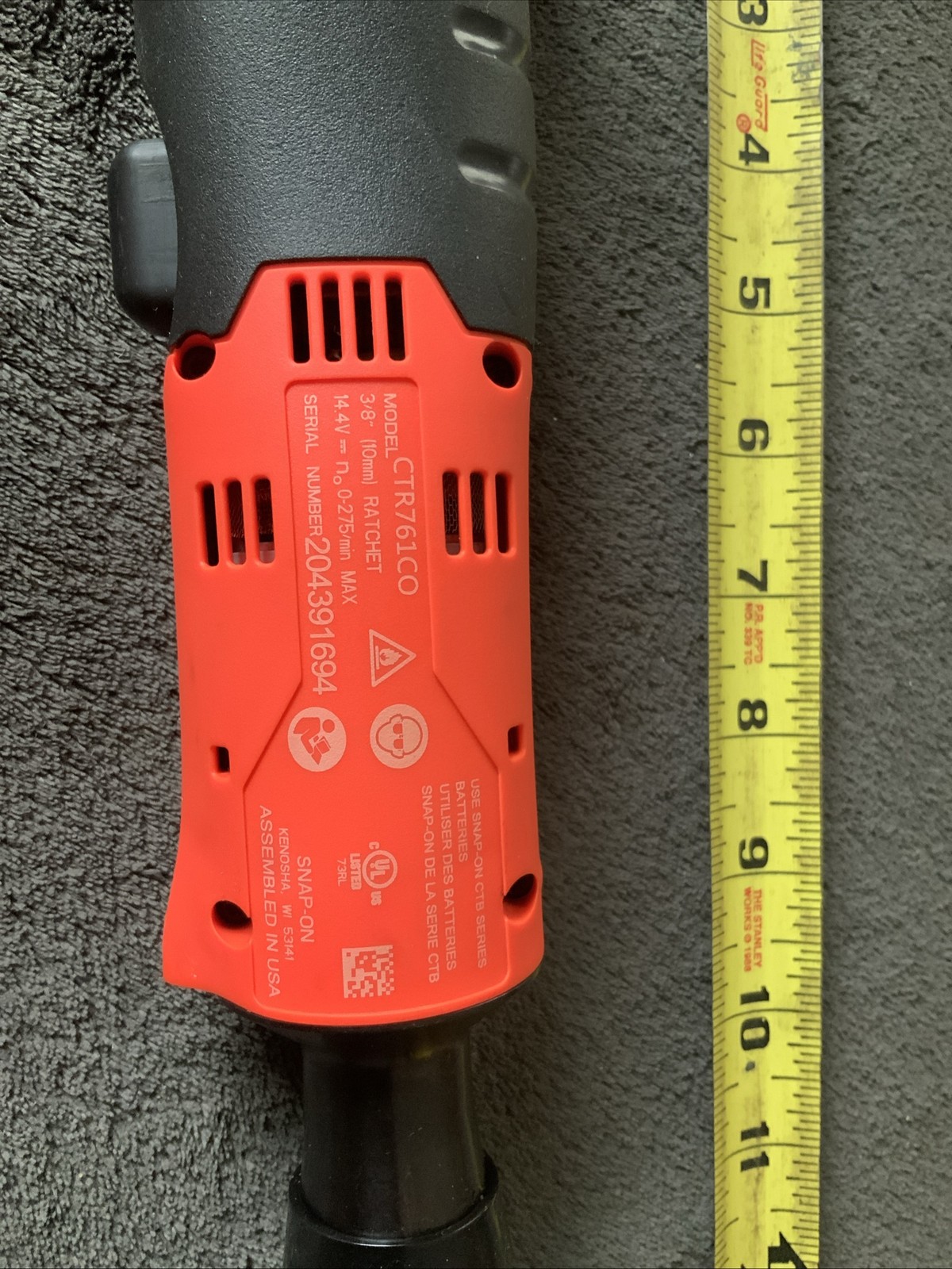 Snap On Ctr761co, 3/8” Dr Cordless Ratchet, Used Once, Orange, Works Fine…