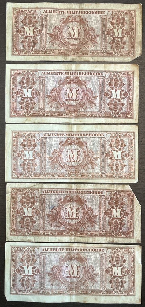 ALLIED MILITARY CURRENCY Germany 1944 100 Mark 5 Notes