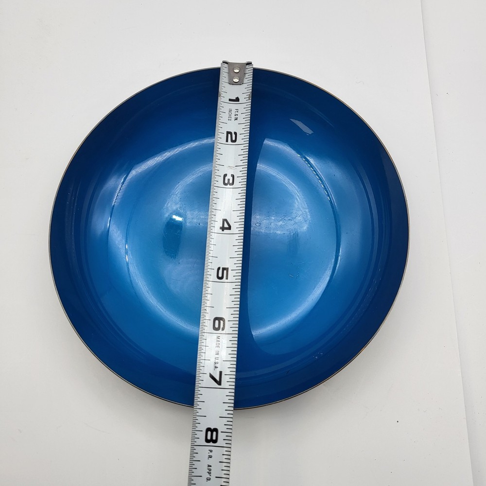 MCM REED & BARTON Blue Enamel Silverplate Nut Candy Dish Bowl