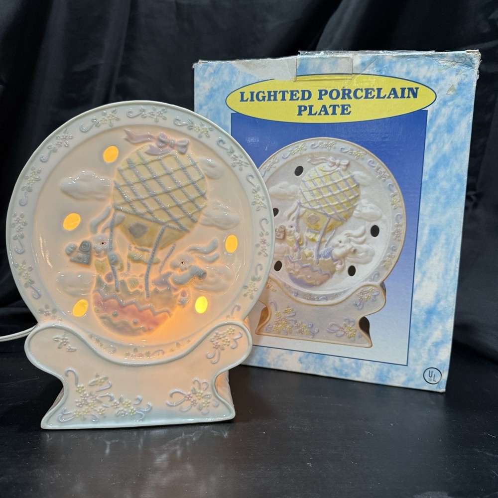 Cracker Barrel Easter Porcelain Lighted Plate with Box HTF Night Light