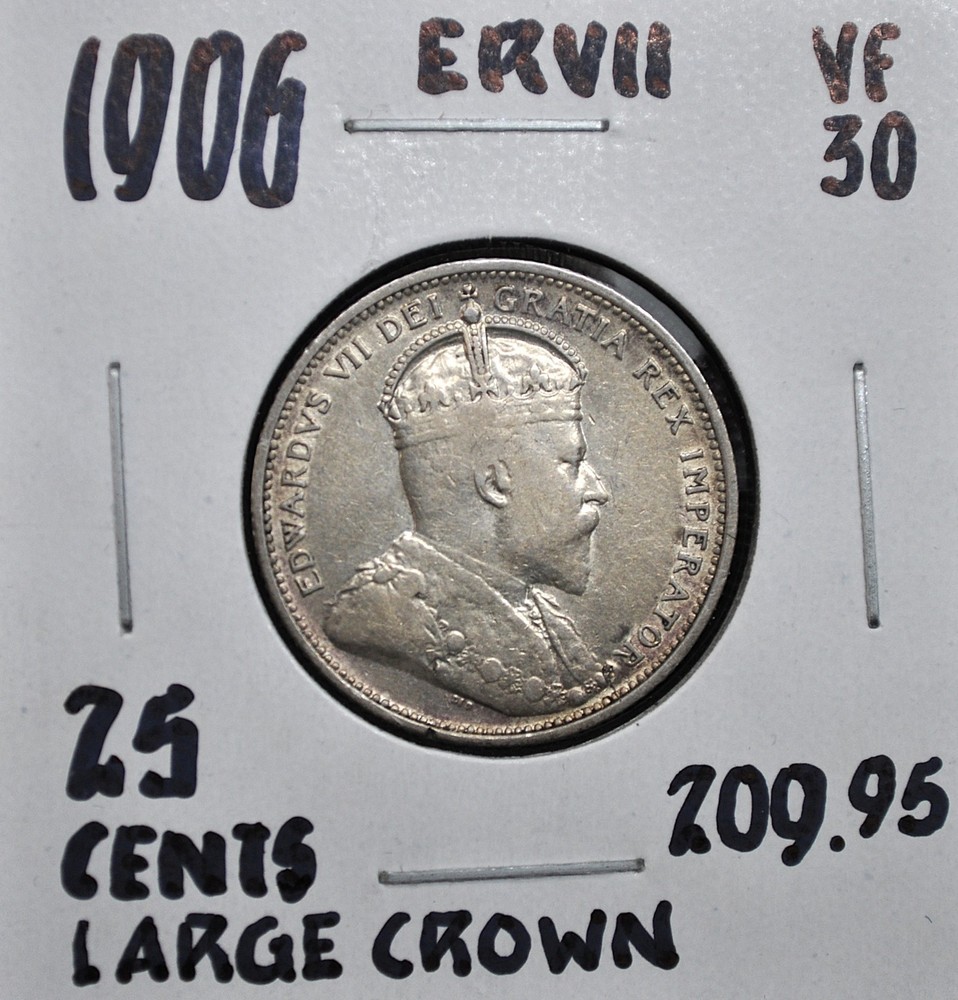 1906 Canada 25 Cents - Large Crown