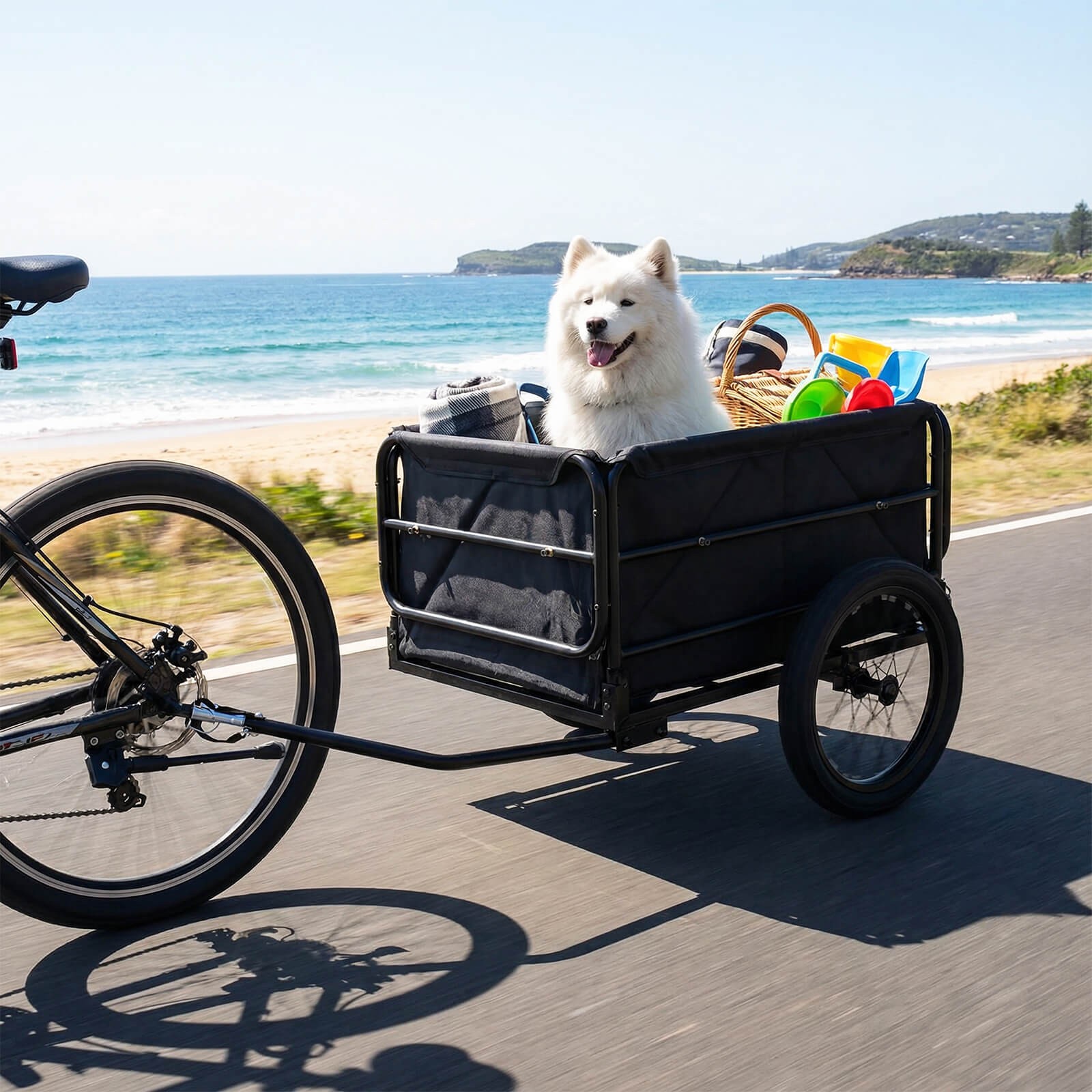 Bike Cargo Trailer, 220 LBS Metal Bicycle Wagon Cart with Universal Hitch