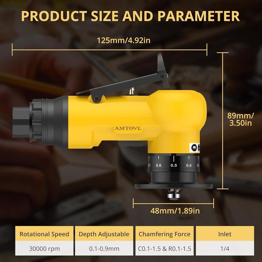 Pneumatic Chamfering Tool - Mini Air Chamfer Tool with 10 C-Angle & 10 R-Angle