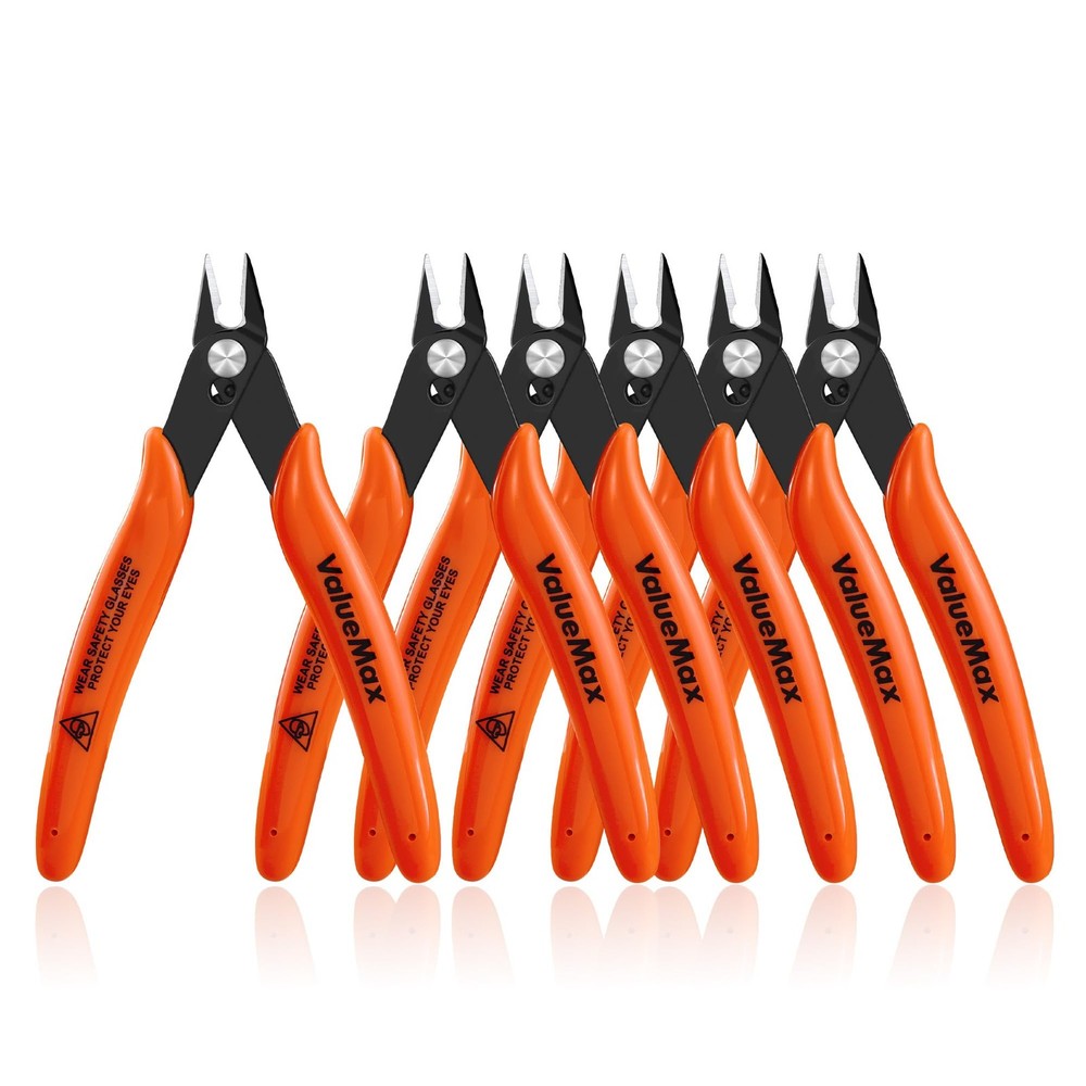 ValueMax Flush Cutters 6 Pack, 5" Micro Precision Side Cutter Orange/Black