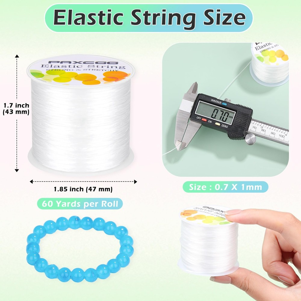 PAXCOO 4 Rolls Elastic String for Bracelets, Stretch Magic 4 Pack, White