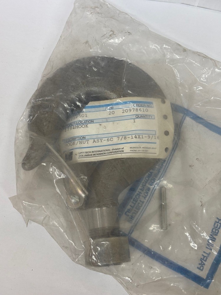 CMCO / BUDGIT HOOK/NUT ASSEMBLY; 21211601