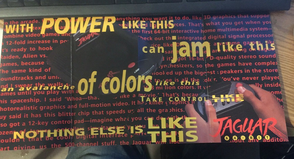 BROCHURE Multi Fold Atari Jaguar NEW Original!