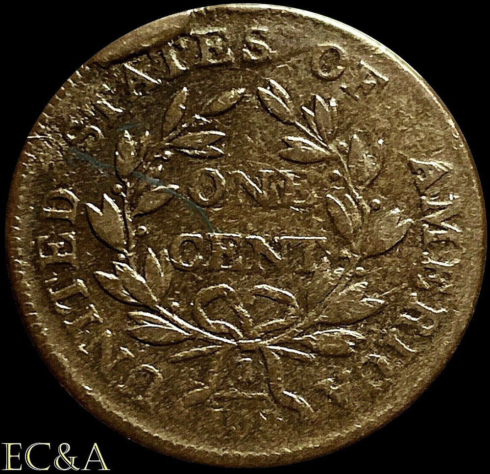1802 DRAPED BUST LARGE CENT S-232 VARIETY W/ REVERSE RIM CUD (LC055)