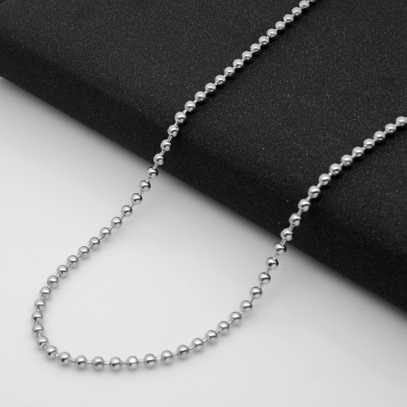 5pcs/lot Stainless Steel Round Ball Bead Chain Necklace Men Women 1.6/2/2.4/3mm