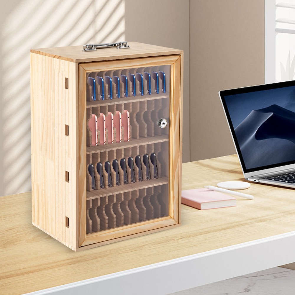 Cell Phone Storage Cabinet with 48 Slots, Lockable & Wall-Mountable