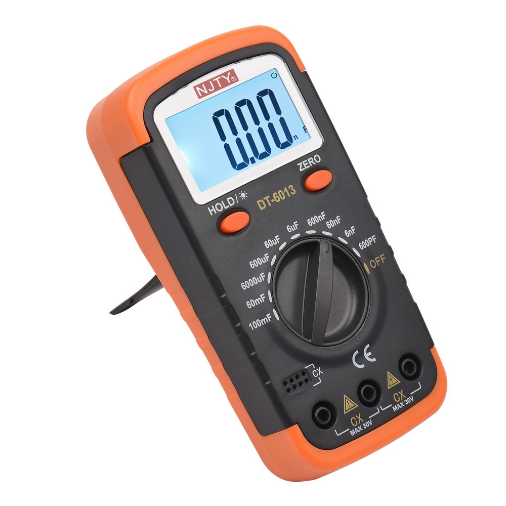 600pF-100mF NJTY Digital Capacitance Meter Capacitor Tester Kit With Clips O7G4