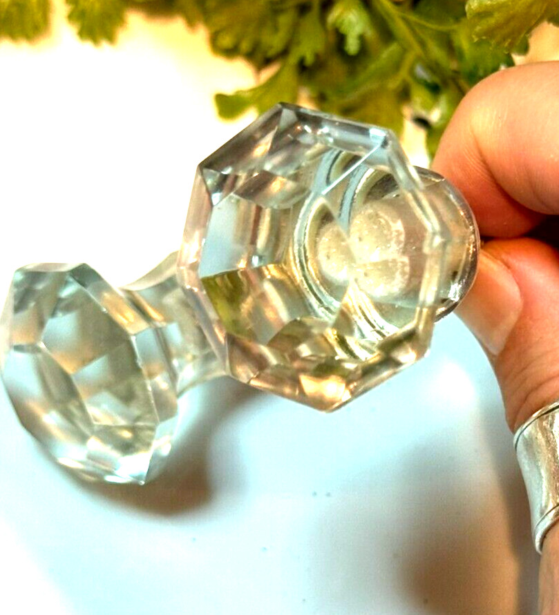 4 Antique Drawer Pull Handle Small Diamond Cut Clear Glass Cabinet Knob Hardware