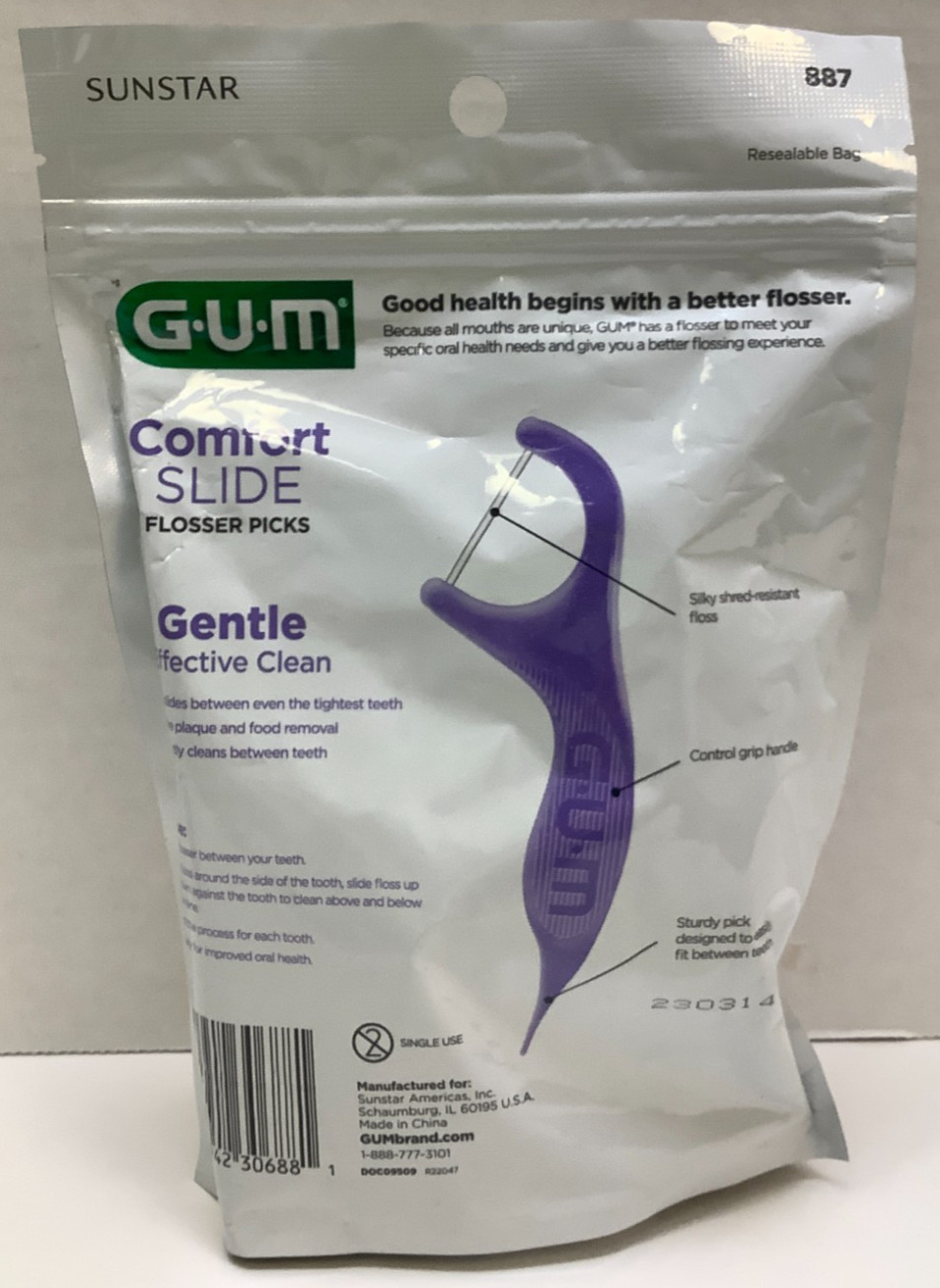 GUM Comfort Slide Flosser Picks, Fresh Mint, 120ct, 2 Pack
