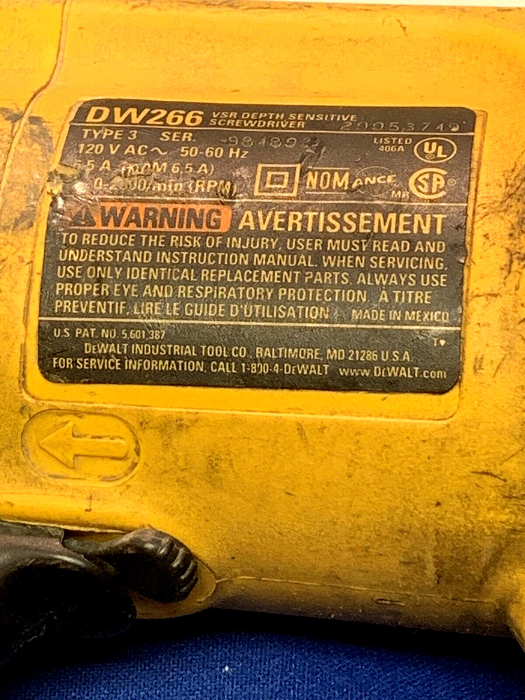 DEWALT DW266 6.5-Amp Variable-Speed Reversing Depth-Sensitive TEKS Screw-driver