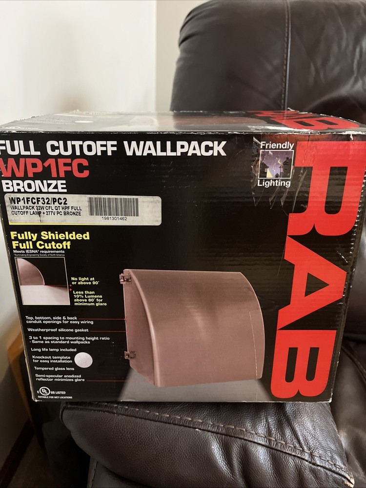 RAB #WP1FC32/PC2 WallPack 32 Watt Full Cutoff Lamp Bronze
