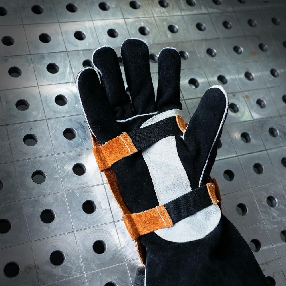 Hand Heat Shield, Welding Hand Shield Split Cowhide Leather Aluminized Back W...