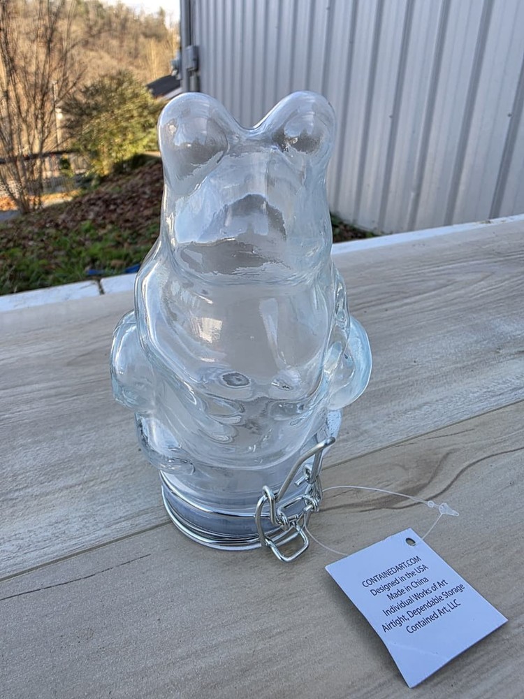 Frog Glass Jar Air Tight Container White