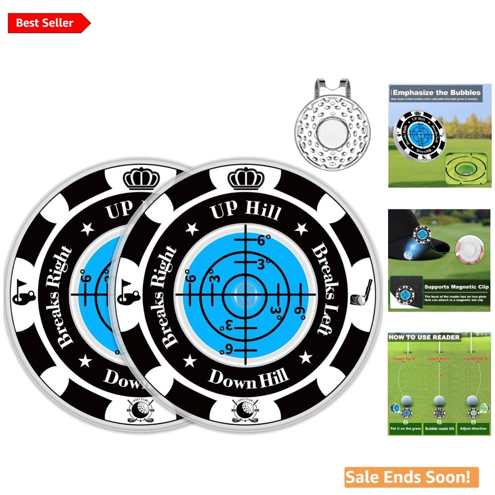 Compact Golf Ball Markers with Enhanced Bubble Reader & Hat Clip - Perfect Gift