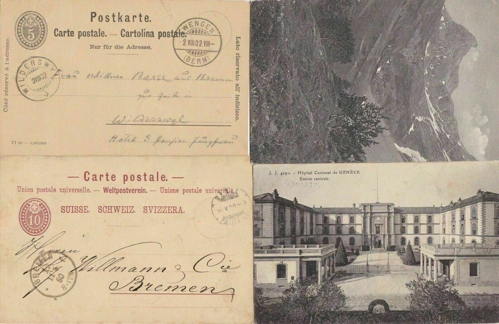 SWITZERLAND , FOUR POST CARDS