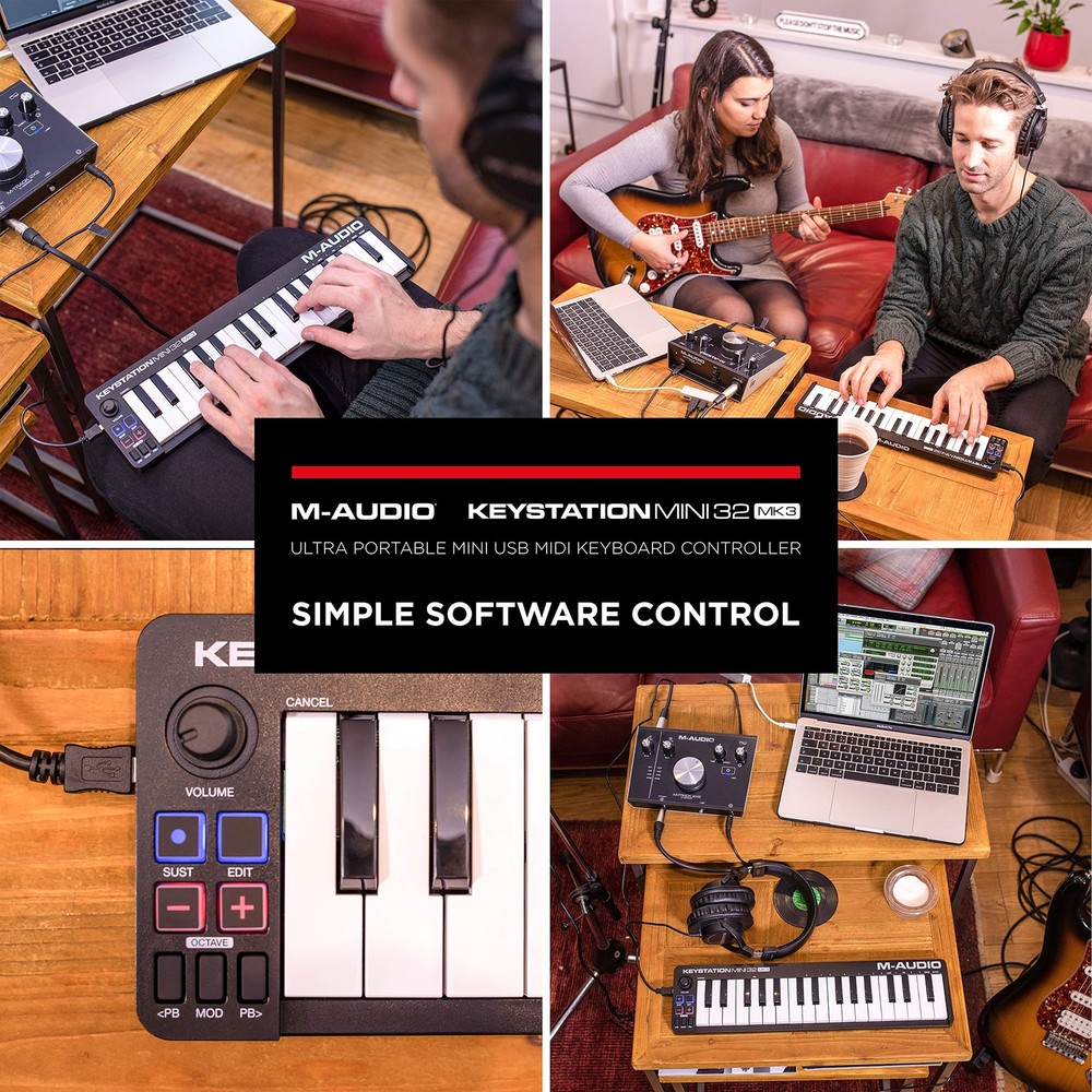 M-Audio Keystation Mini 32 MK3 - USB MIDI Keyboard Controller with 32 Velocit...