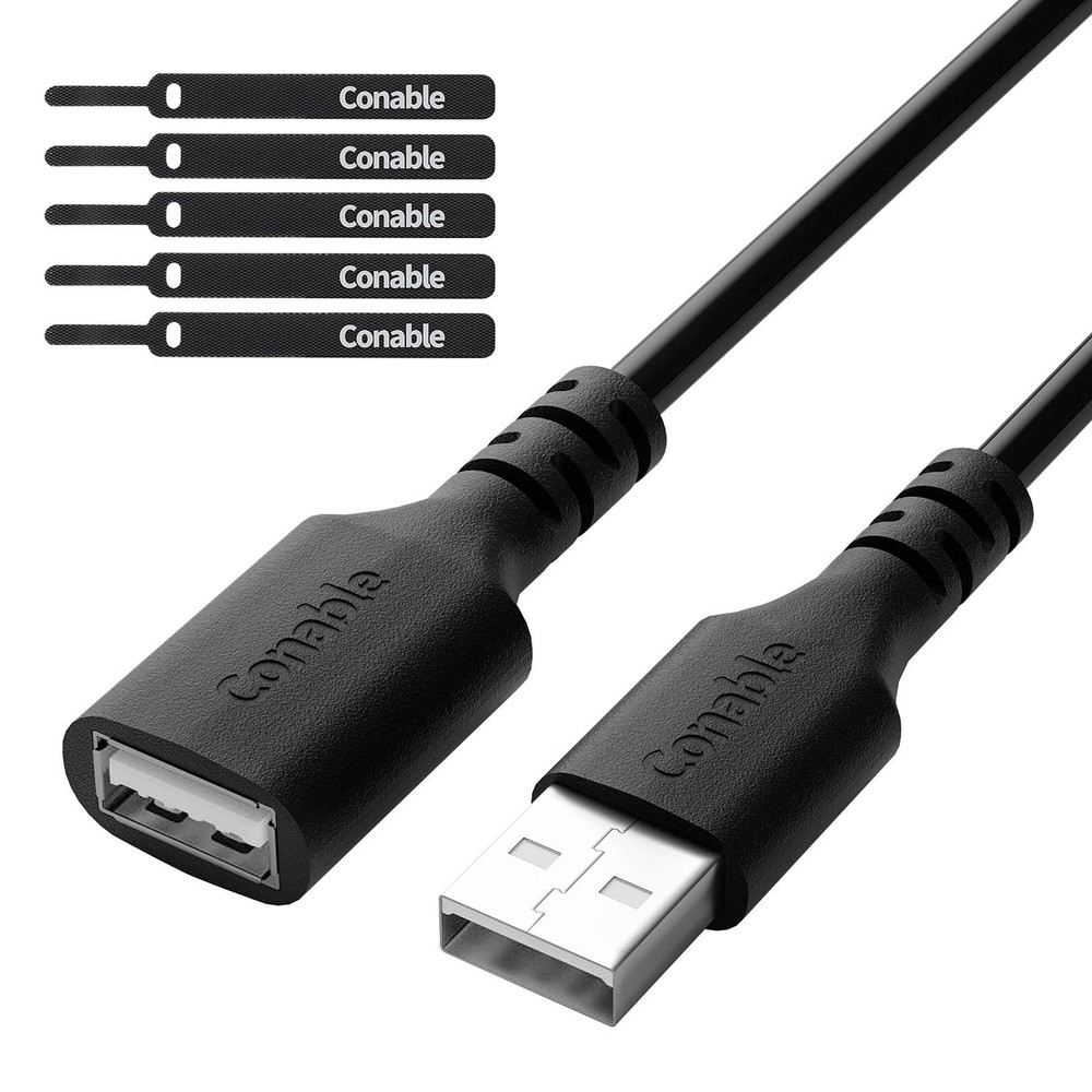 3 Pack USB Extension Cable 2 FT, Short 2.0 Type A 2FT (3 Pack), Black