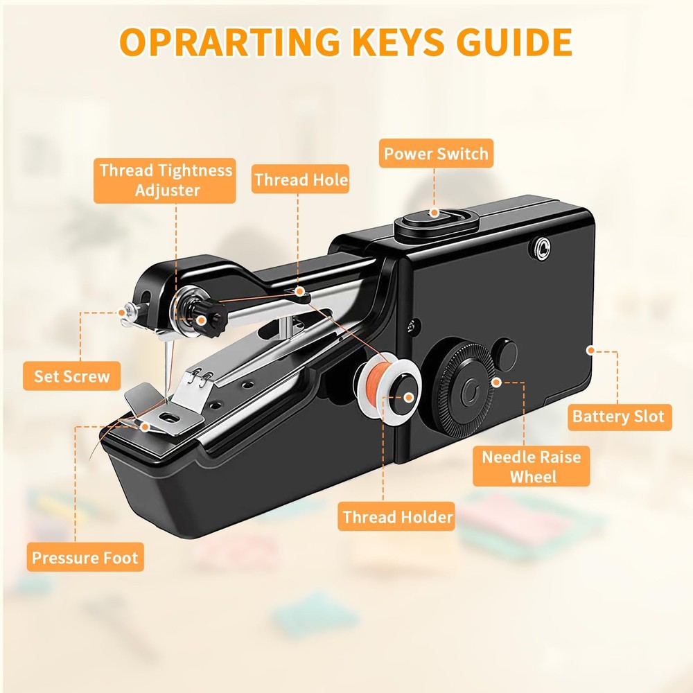 Handheld Sewing Machine for Beginners Adult,Portable Cordless Single Thread E...
