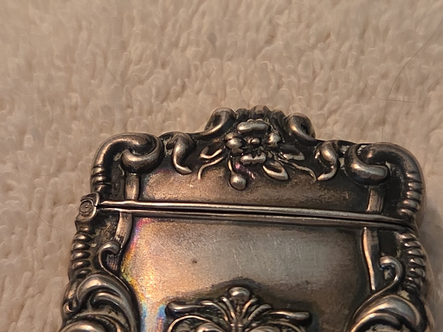 Art Nouveau sterling silver ornate MATCH SAFE VESTA CASE Lion/Gargoyle Head