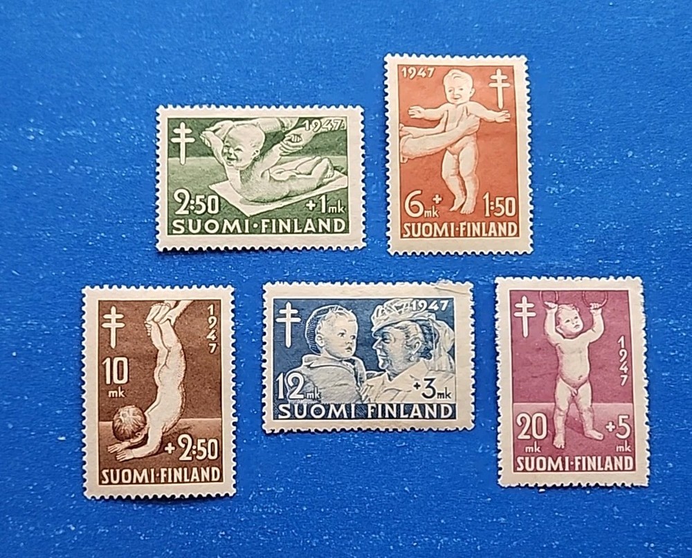 Finland Stamps, Scott B82-B86 Complete Set Mint and Hinged