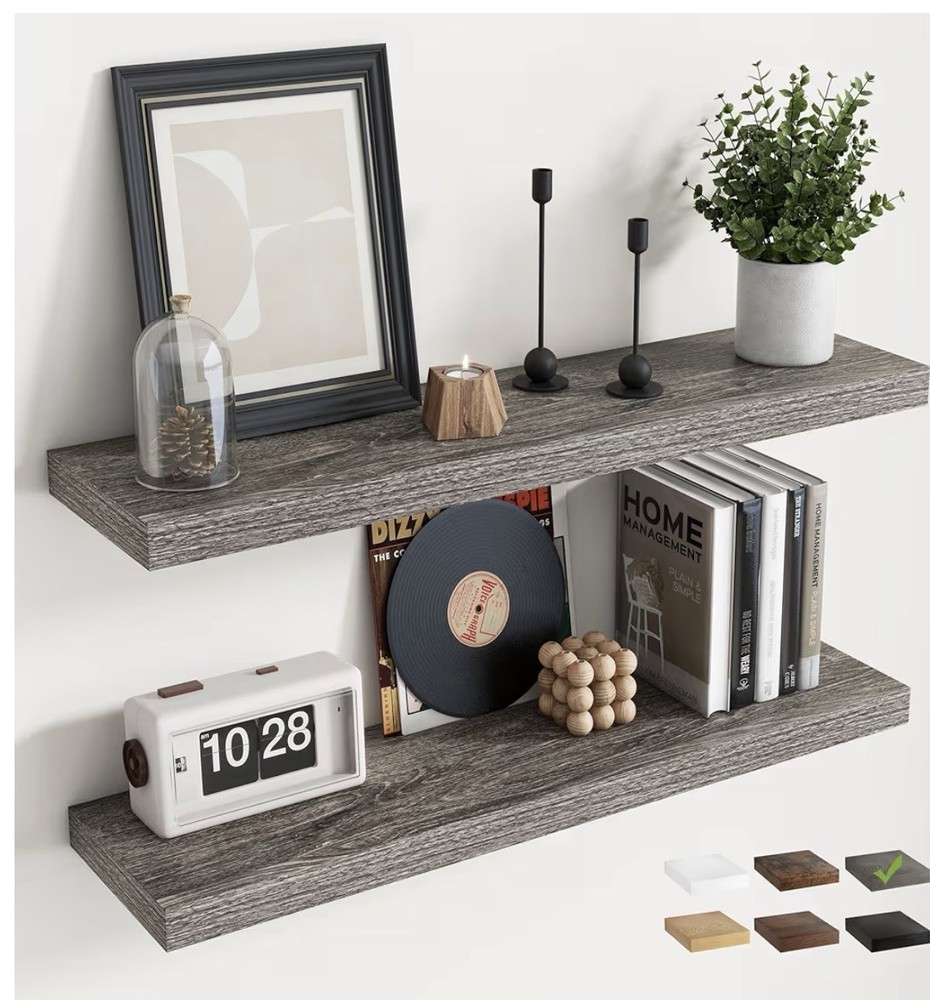 Wall Shelves Rustic Grey 2 Pack