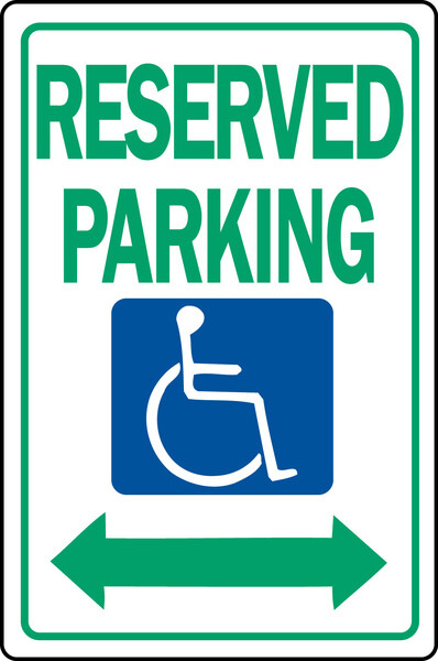 Parking Sign, Rectangular, RESERVED PARKING, Green Legend, White Background, Alu