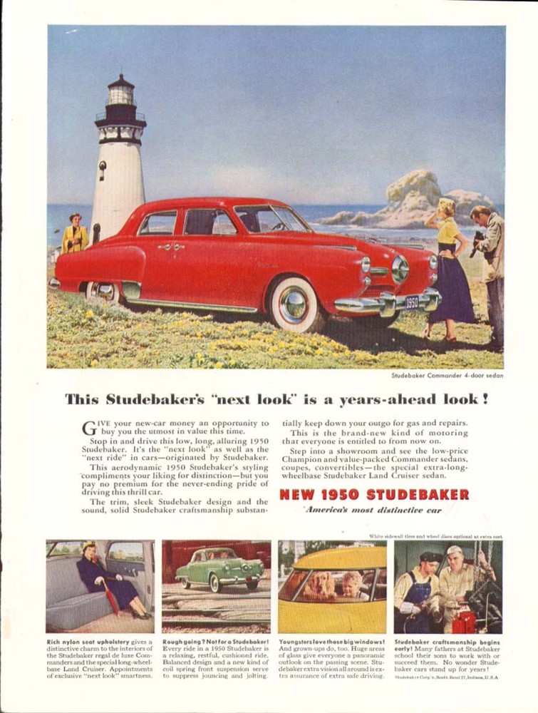 Studebaker Commander next look years-ahead ad 1950