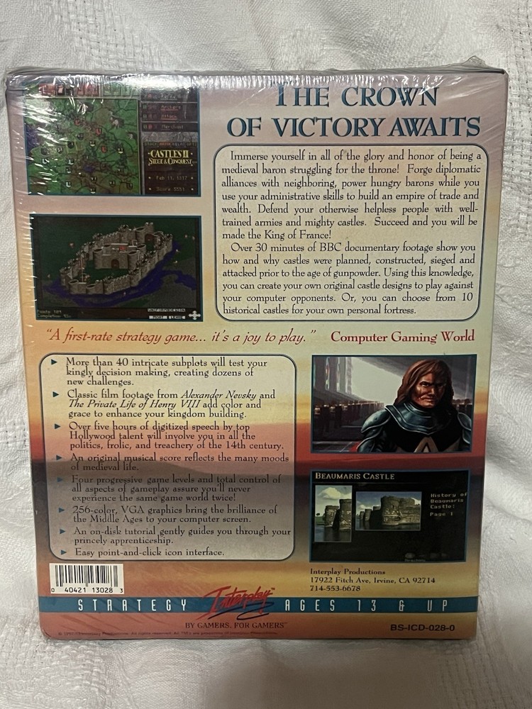 Castles II Siege and Conquest PC CD-ROM Dos Version Interplay New Sealed