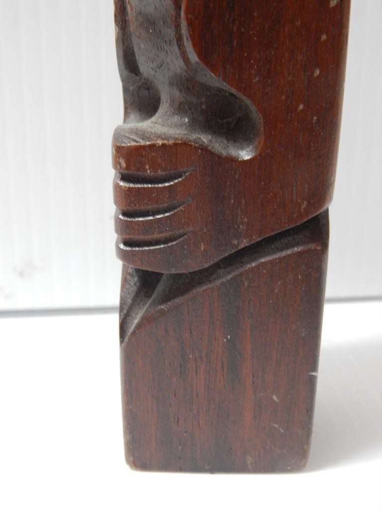 VINTAGE ALASKA TLINGIT INDIAN NW COAST RED CEDAR + ABALONE WOOD TOTEM POLE 15.5"