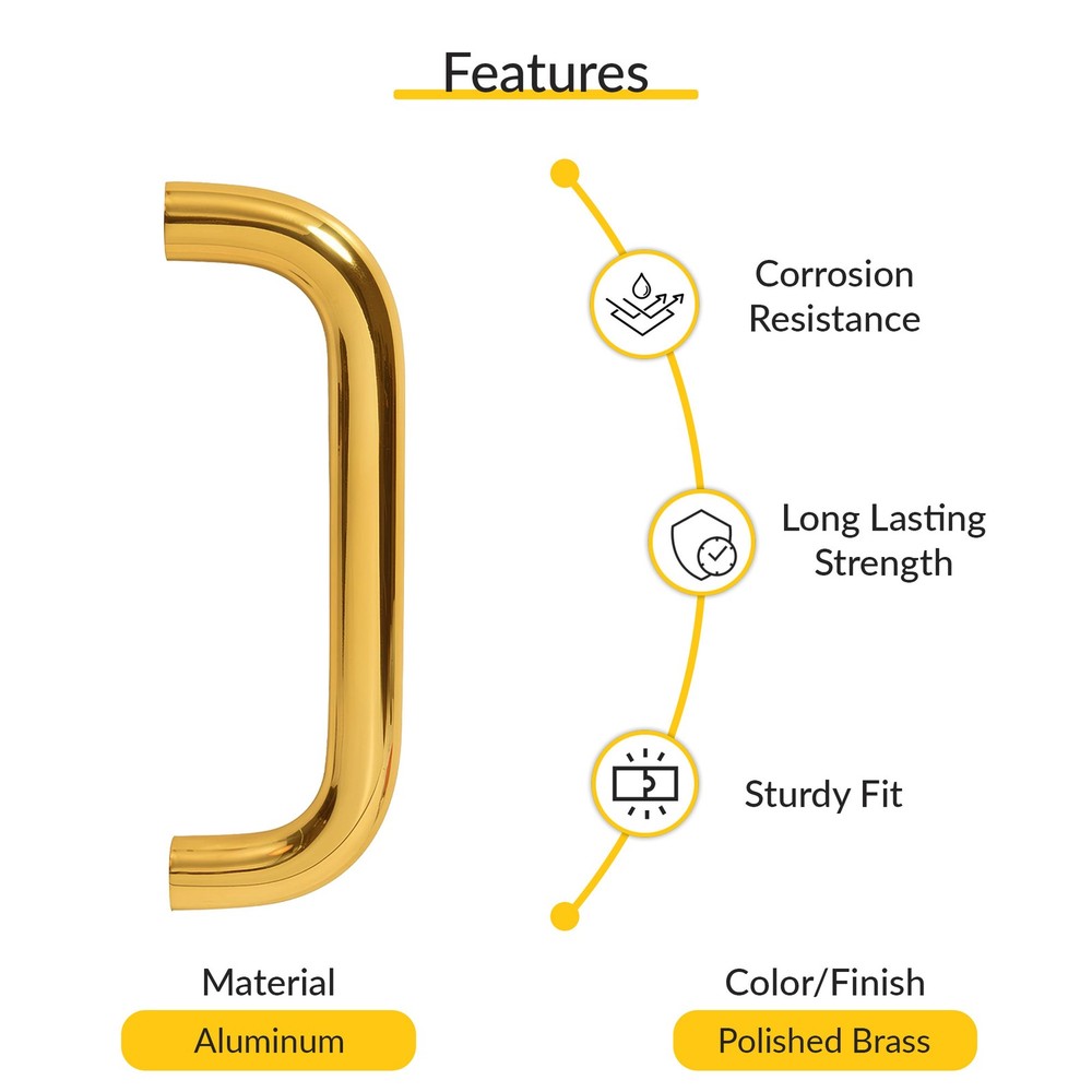 Brixwell Solid Pull Handle Brass 11" Length 10" CTC Polished Brass Finish