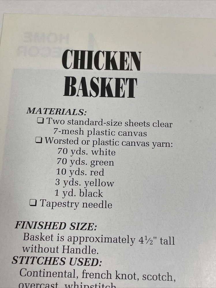 Chicken Basket Annie's Plastic Canvas Pattern